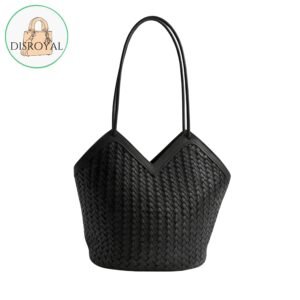 Black Woven Structured Tote Bag